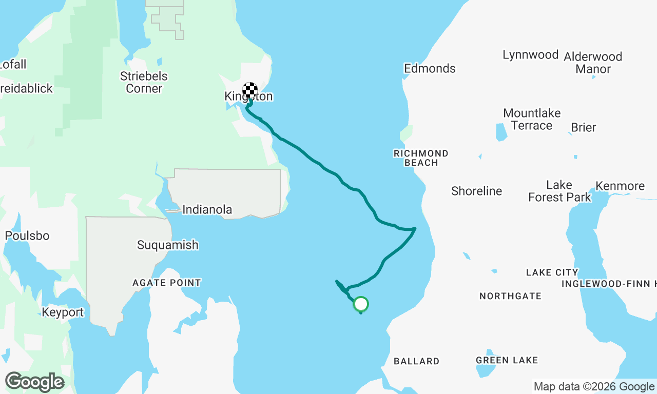 Shilshole to Kingston with some wave surfing breaks