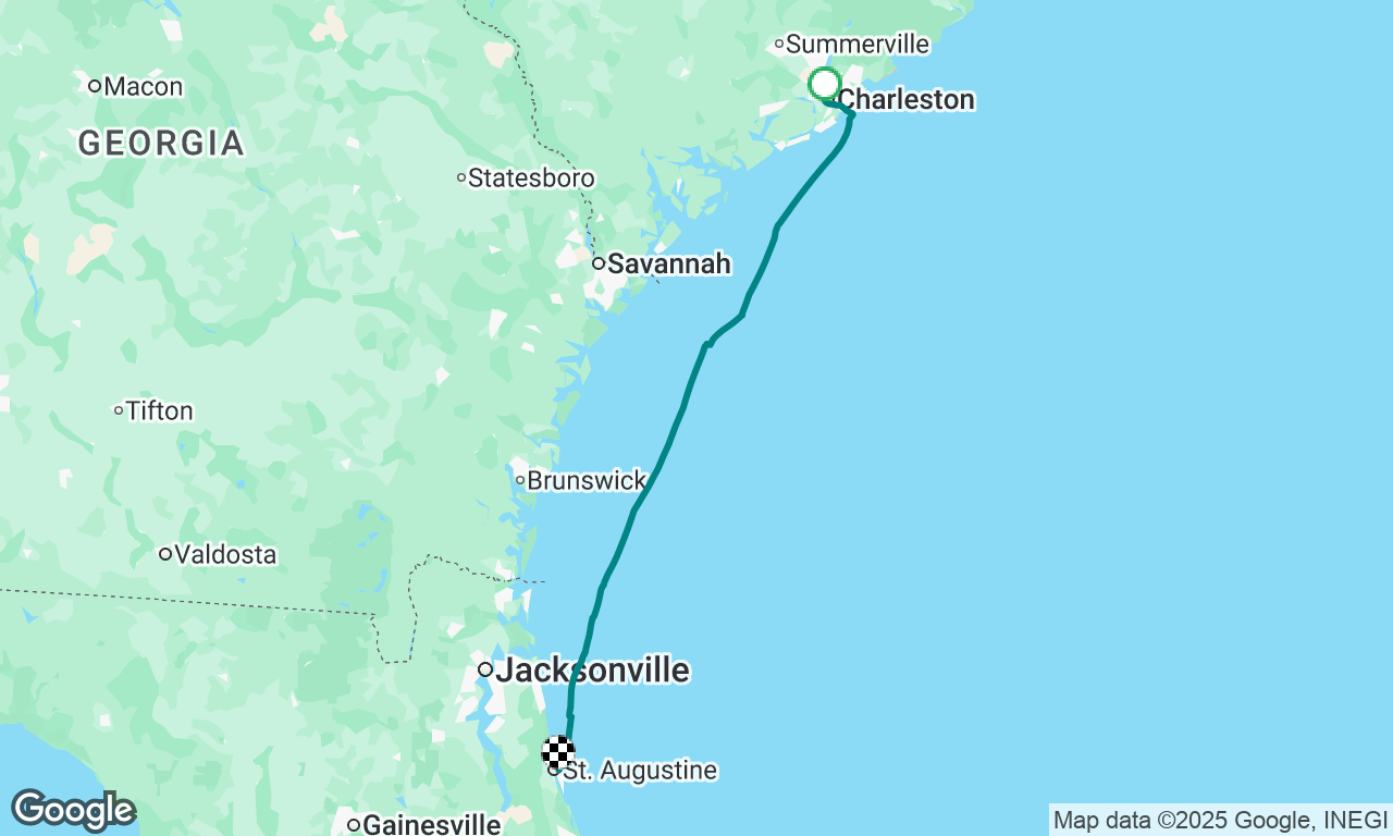 Charleston to St Augustine.