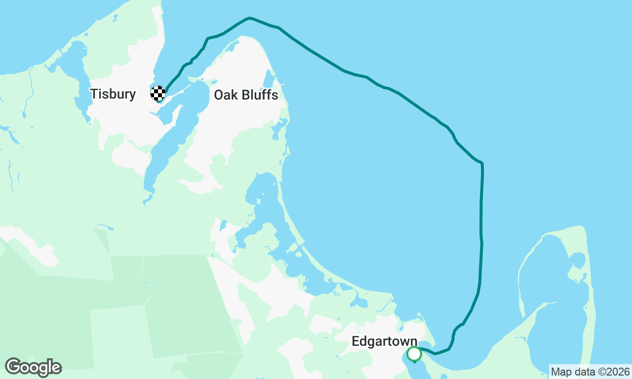 Edgartown to Vineyard Haven on motor on a rainy day 