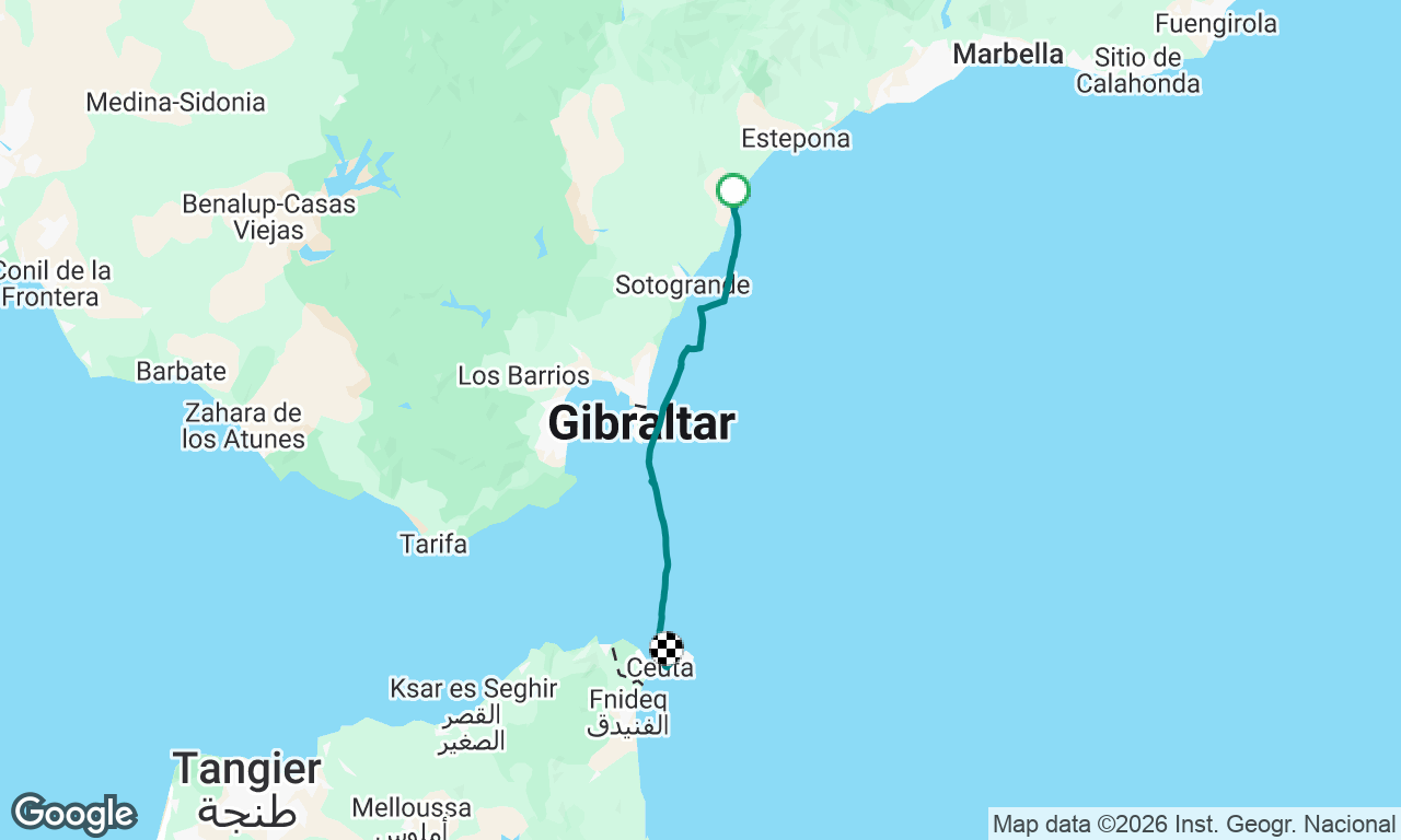 First crossing to Africa, Ceuta.