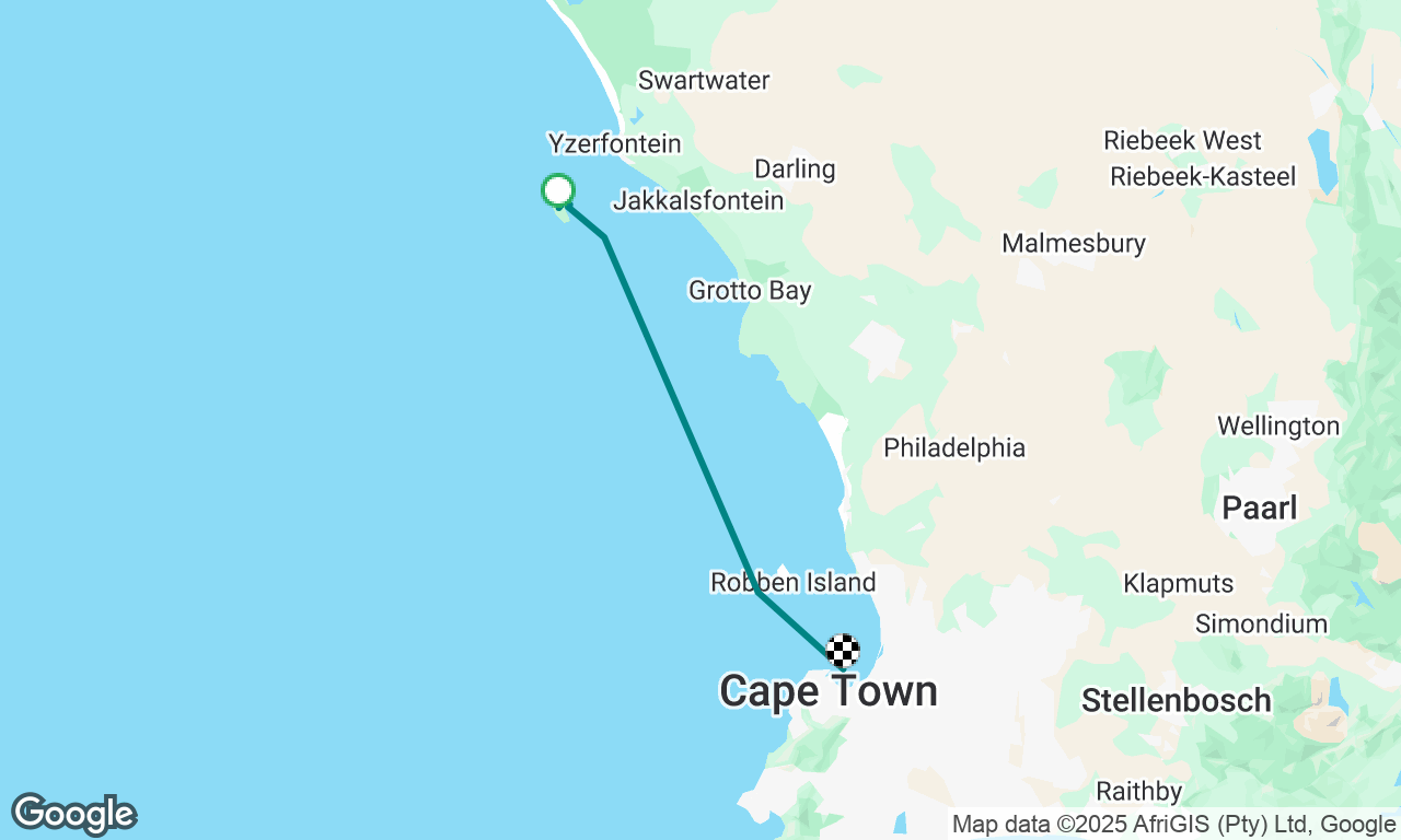 Waterloo bay Dassen Island to Cape Town port