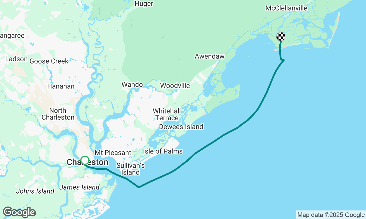 Charleston to Sandy Point Beach in Bull Harbor.