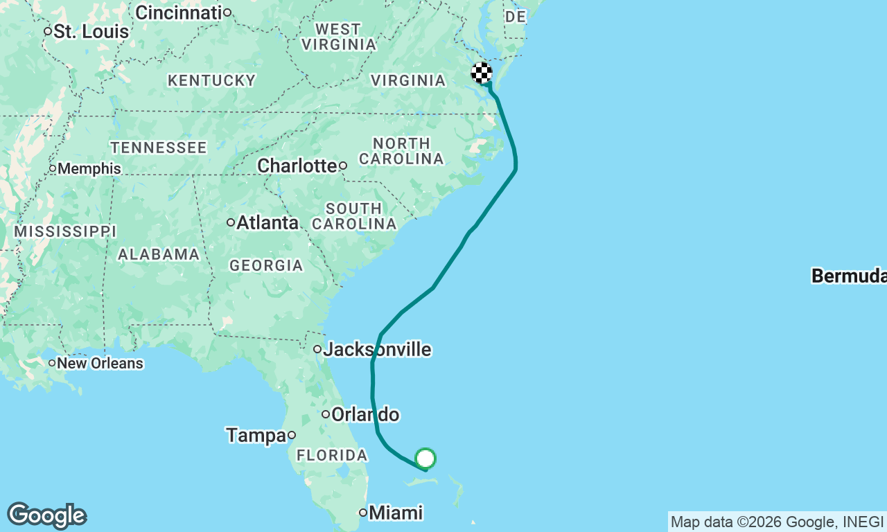 Bahamas to Chesapeake via
 the Gulf Stream