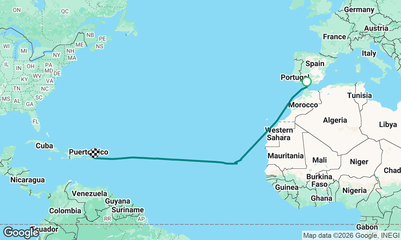 Malaga-Gibraltar-Cape verde-St Thomas
