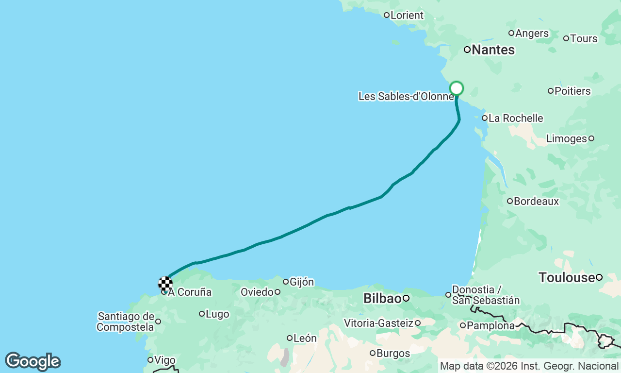 Les Sables d’Olonnes, France -> A Coruna, Spain