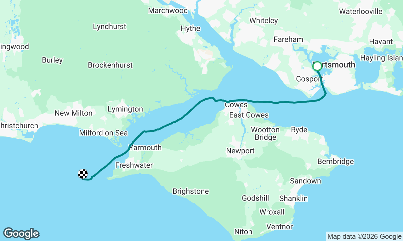 Portsmouth to Poole, interrupted by engine failure, towed back to Lymington