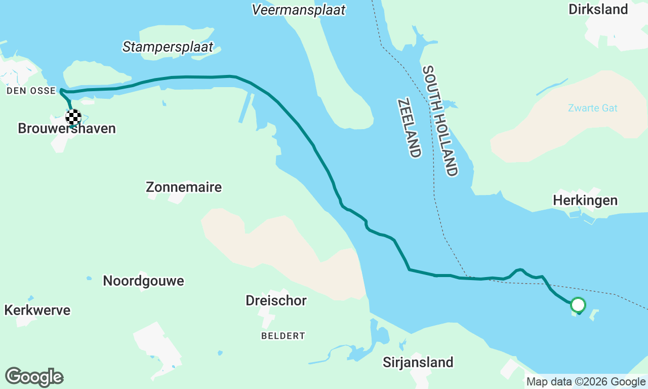 Van de mosselbank naar Brouwershaven.