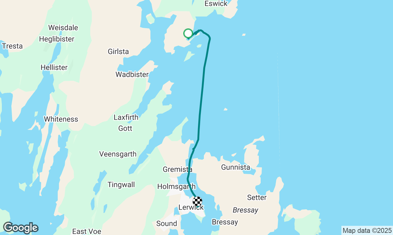 North Voe of Gletness to Lerwick