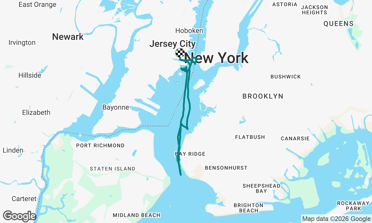 Straight shot to Verrazano & back on a scorcher 🔥 with westerly wind