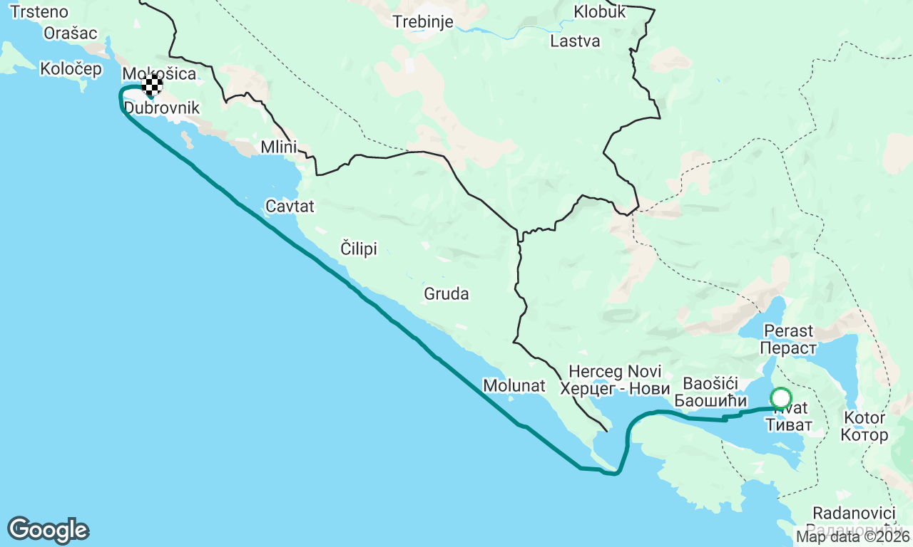 Tivat to Dubrovnik