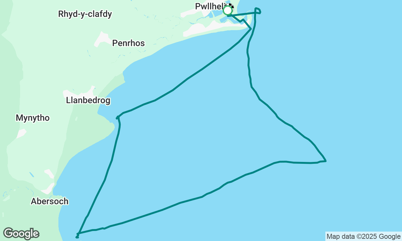 Abersoch for Lunch, Llanbedrog for Dinner, Pwllheli for sleeps. All day but not many miles. 