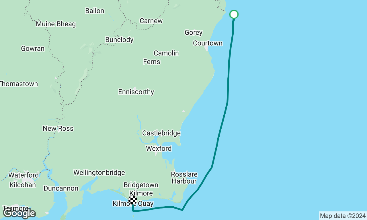 Arklow to Kilmore Quay.   Forgot to record first 5 miles or so left Arklow at 06:00