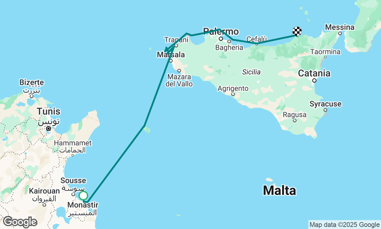 Monastir Tunisia to Scafa Italy