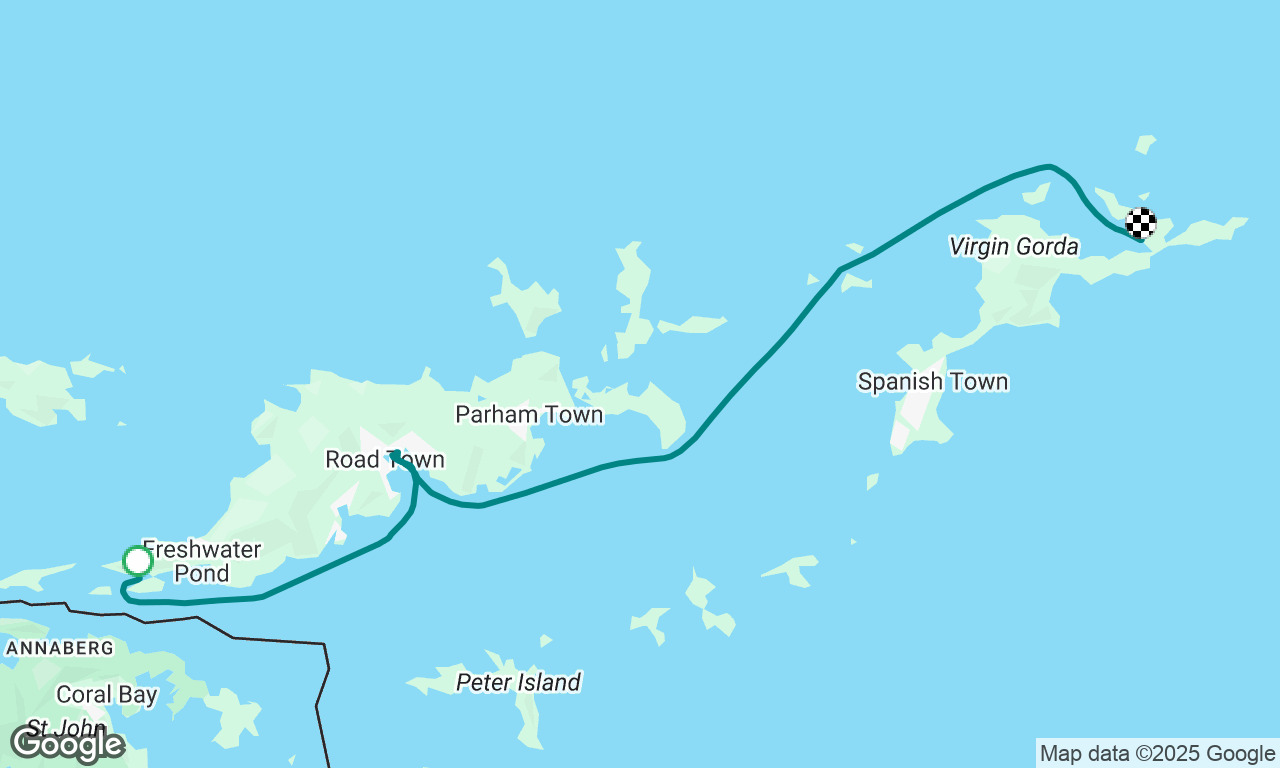 Sopers Hole to Bitter End, via Moorings Base