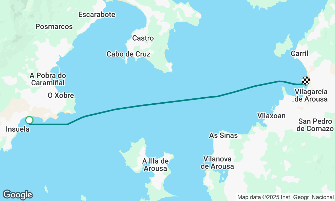 Motor from rocky anchorage to Villagarcia d Arousa