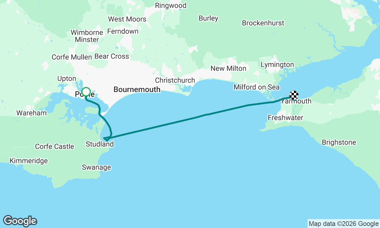 Poole to Yarmouth, via Studland Bay for lunch