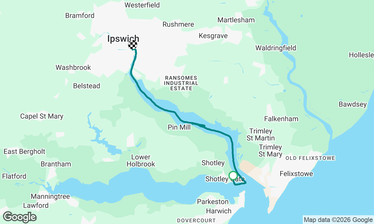 shotley marina to Ipswich beacon marina