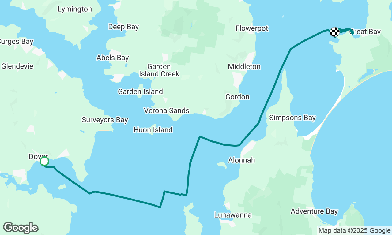 Sailing from Dover to Bruny Island