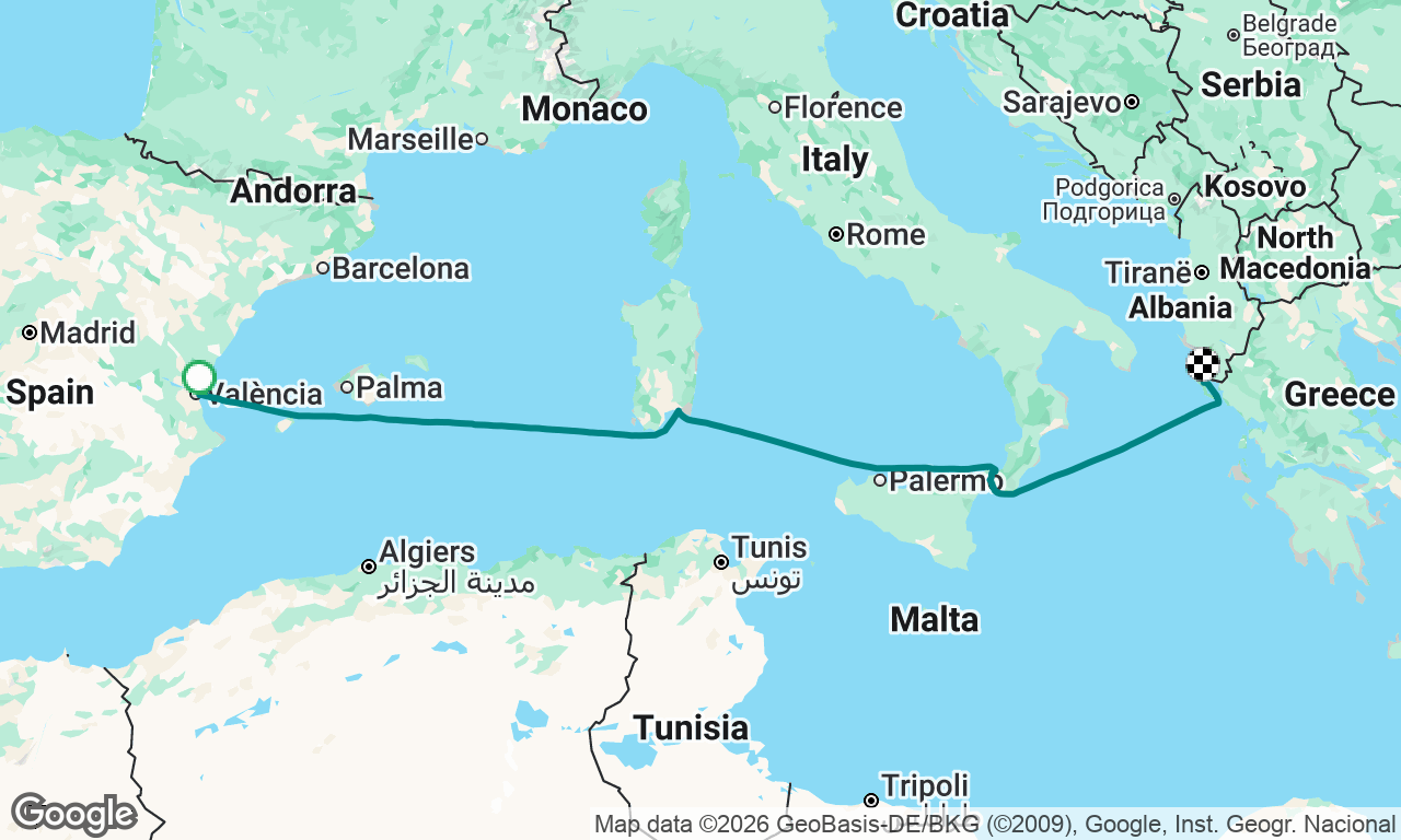  Valencia to Corfu. Delivery of   Velora for Halcyon Yachts