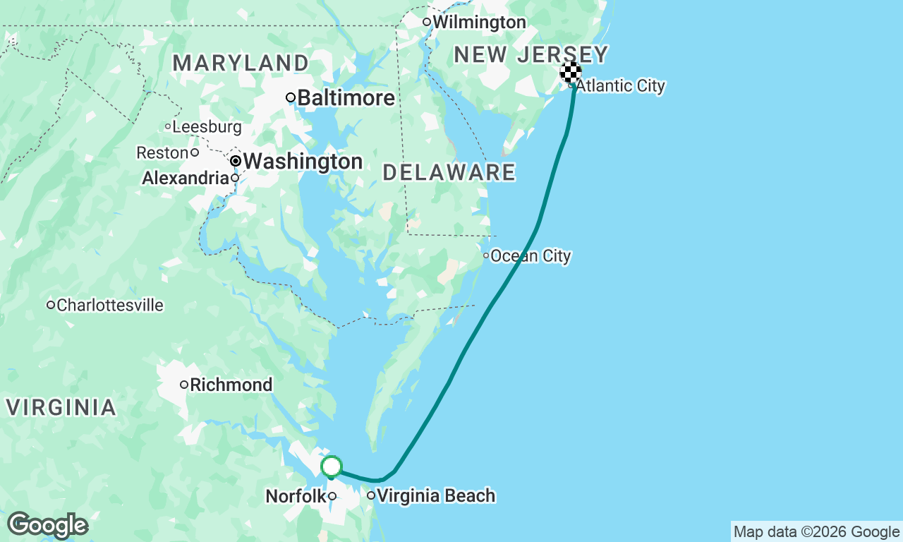 Cruise North - Day 27-28 - Norfolk to Atlantic Cty