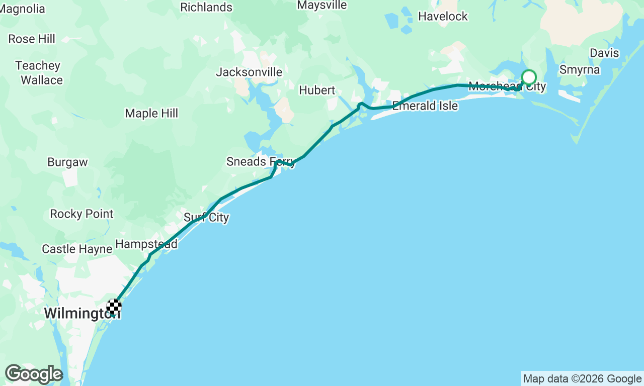 Beaufort NC to Wrightsville Beach NC