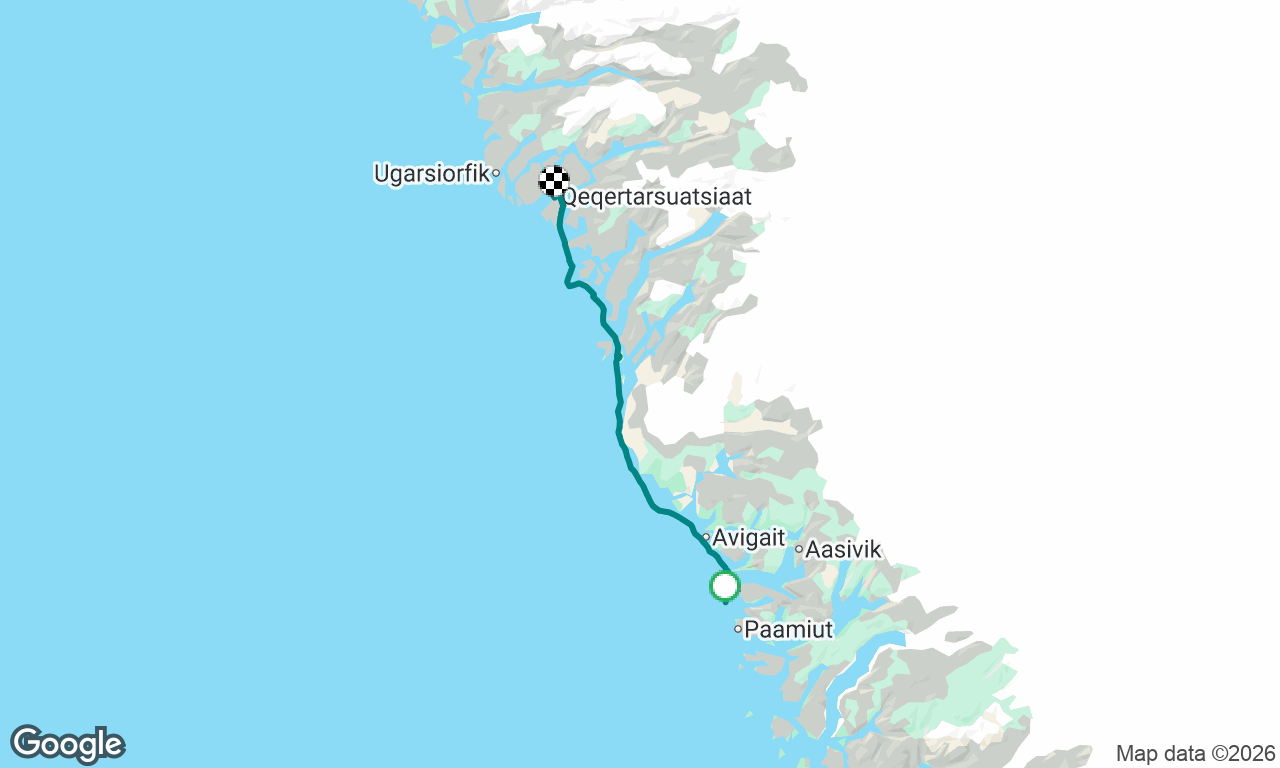 Paamuit via Teisten havn cove  to Fiskenæs, Greenland