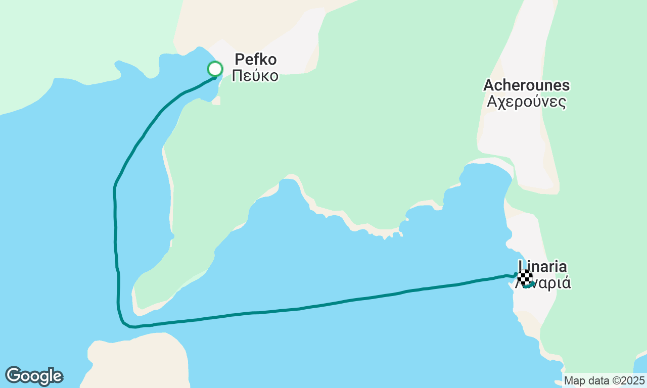 Pevkos Bucht durch Kanal nach Linaria 