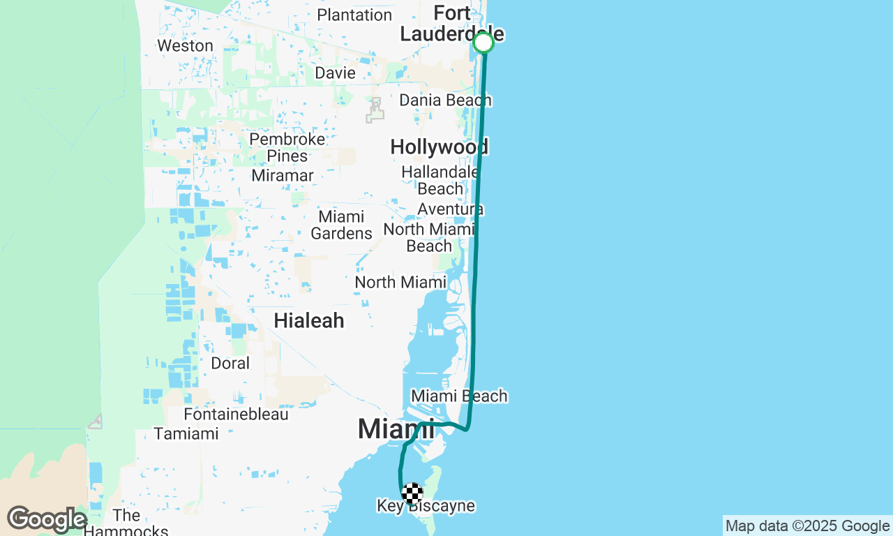 Ft Lauderdale to Miami - night sail. 