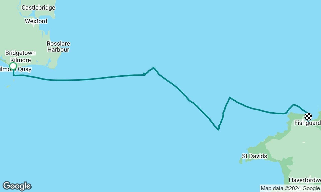 Kilmore Quay to Fishguard. All downwind. 