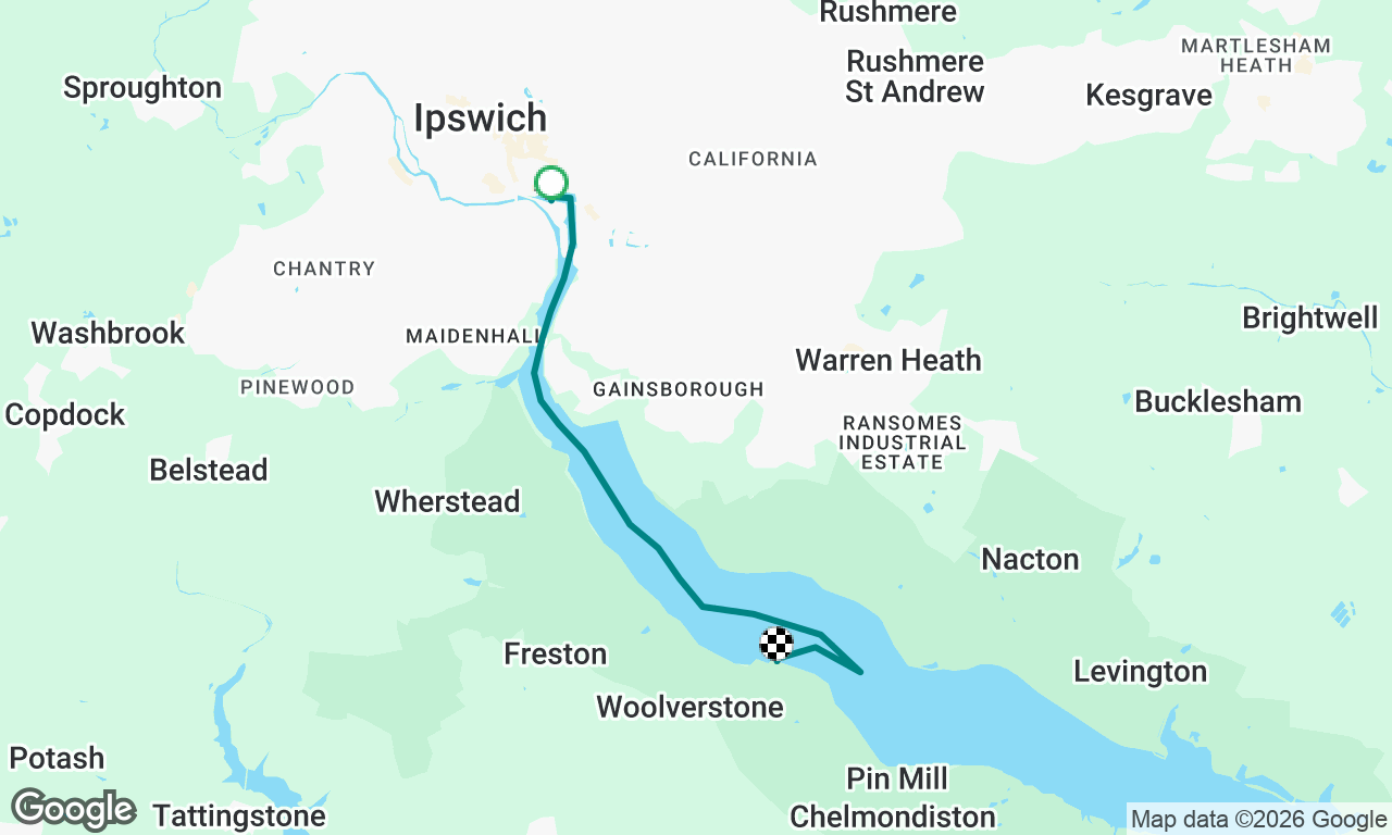 ipswich beacon marina to Woolverstone