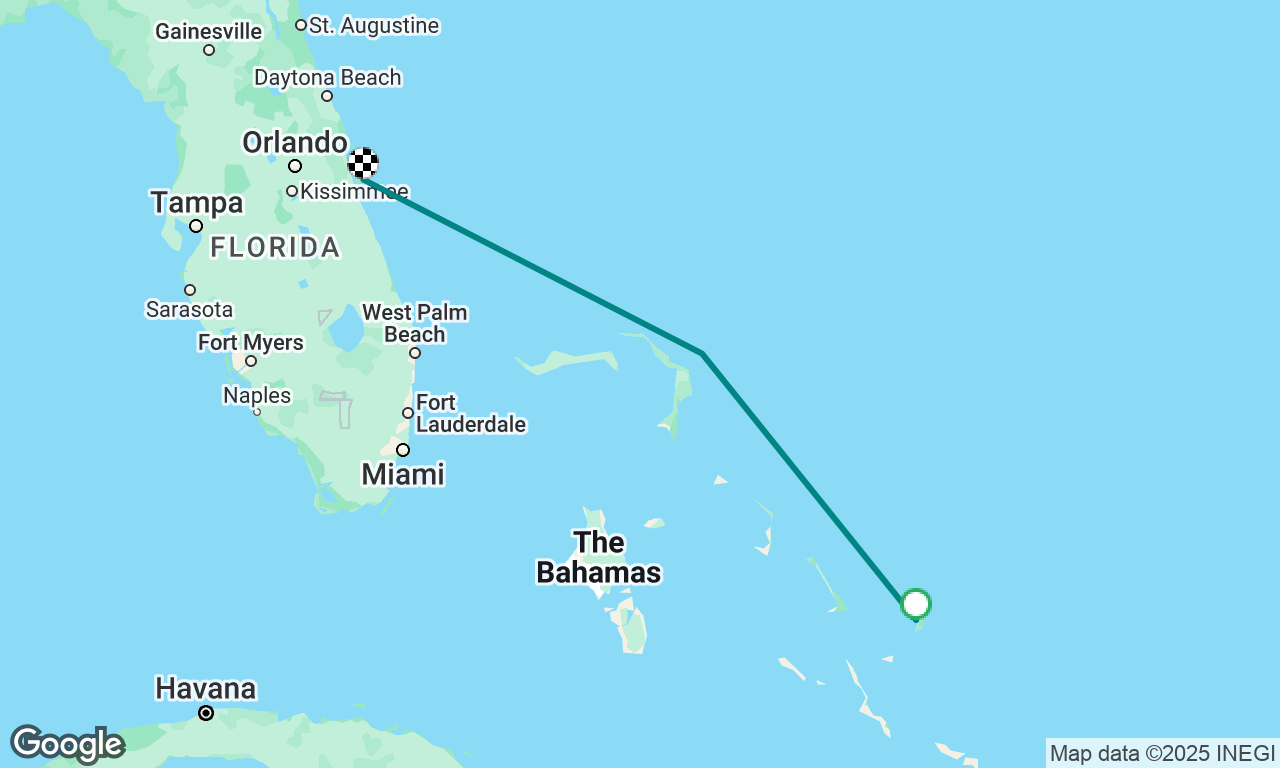 San Salvador (Bahamas) to Cape Canaveral (Florida)