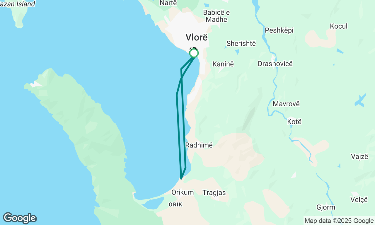 Vlores to Orikum (Water Run) and back. 