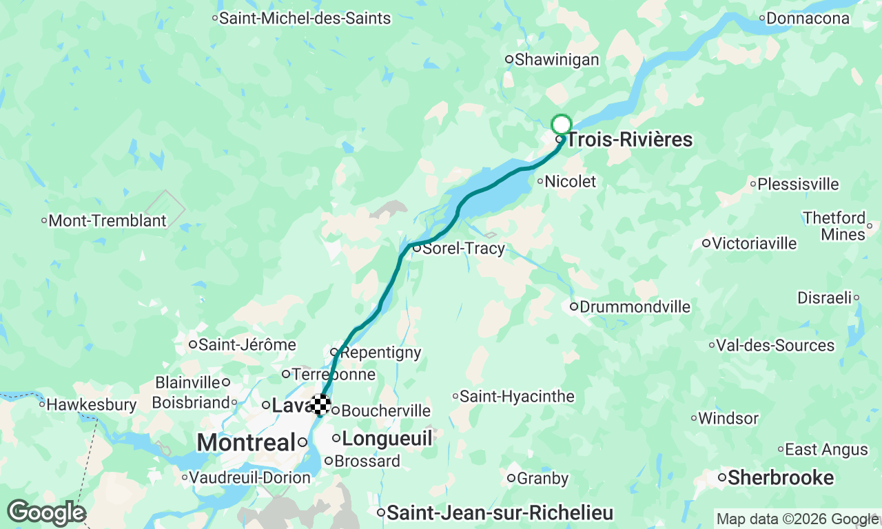 Trois rivières to Montréal - 16h motoring 