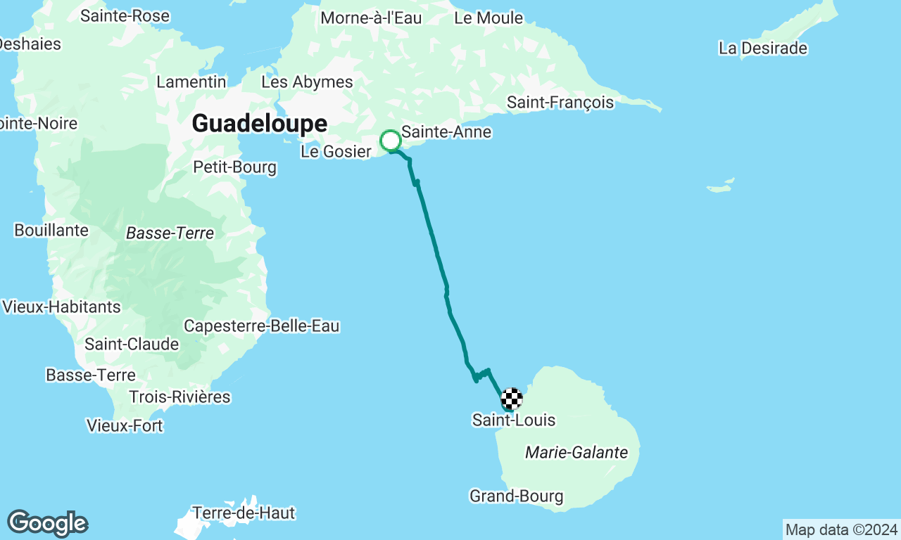 Brevet Inter - Baie du Petit Havre direction Baie Saint-Louis Marie Galante. 