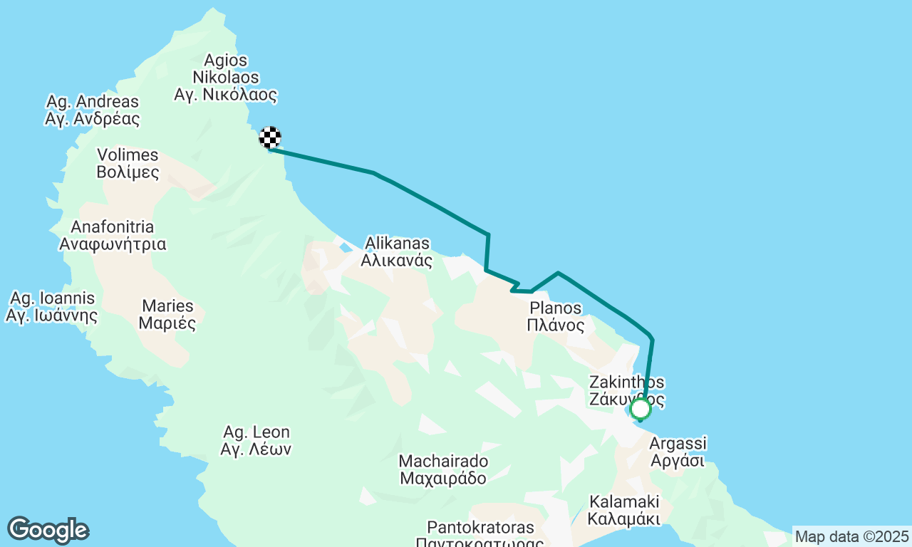Zakynthos to Xigia Beach Area