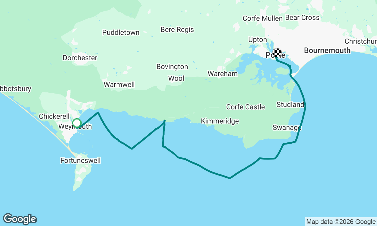 Weymouth to Poole, via Lulworth Cove for lunch