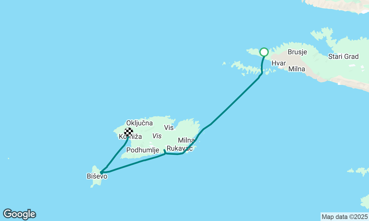 Hvar to Stinevo, Vis to Bisevo Blue Cave to Komiza, Vis Croatia 