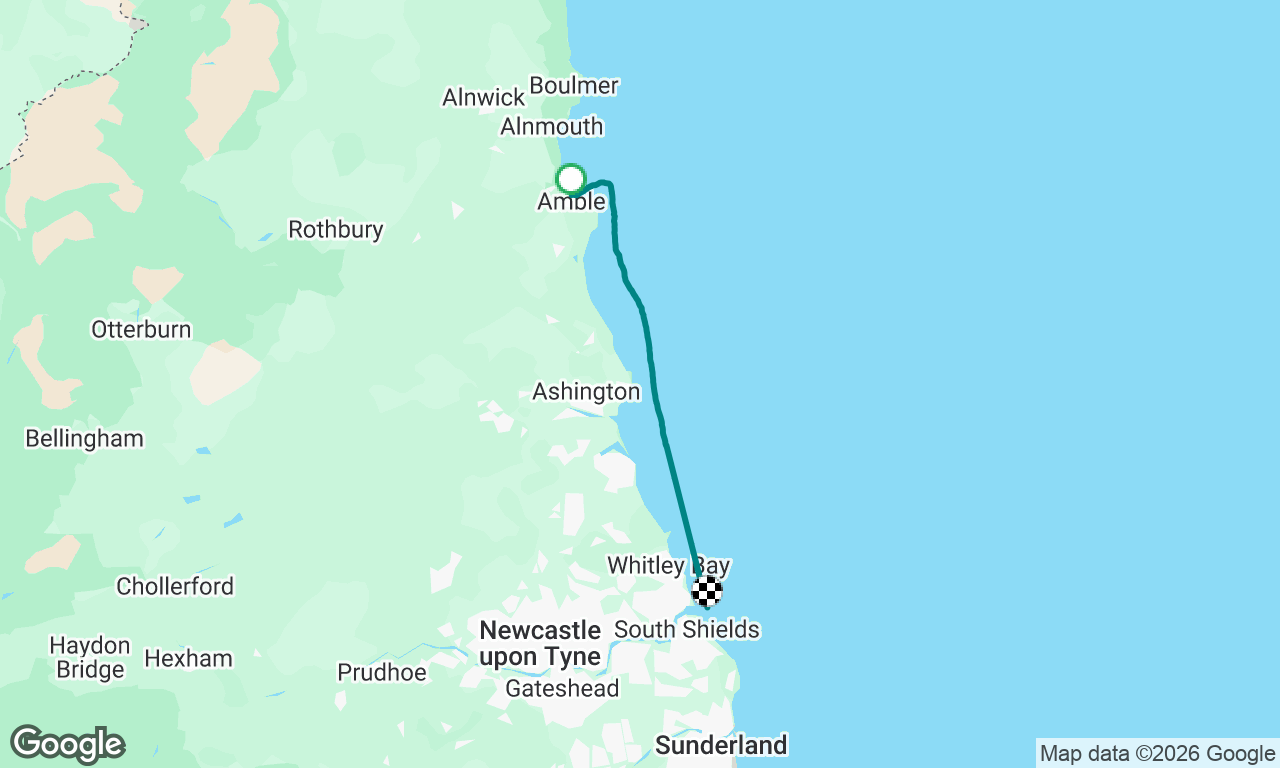 Amble to Tynemouth in confused seas 😊