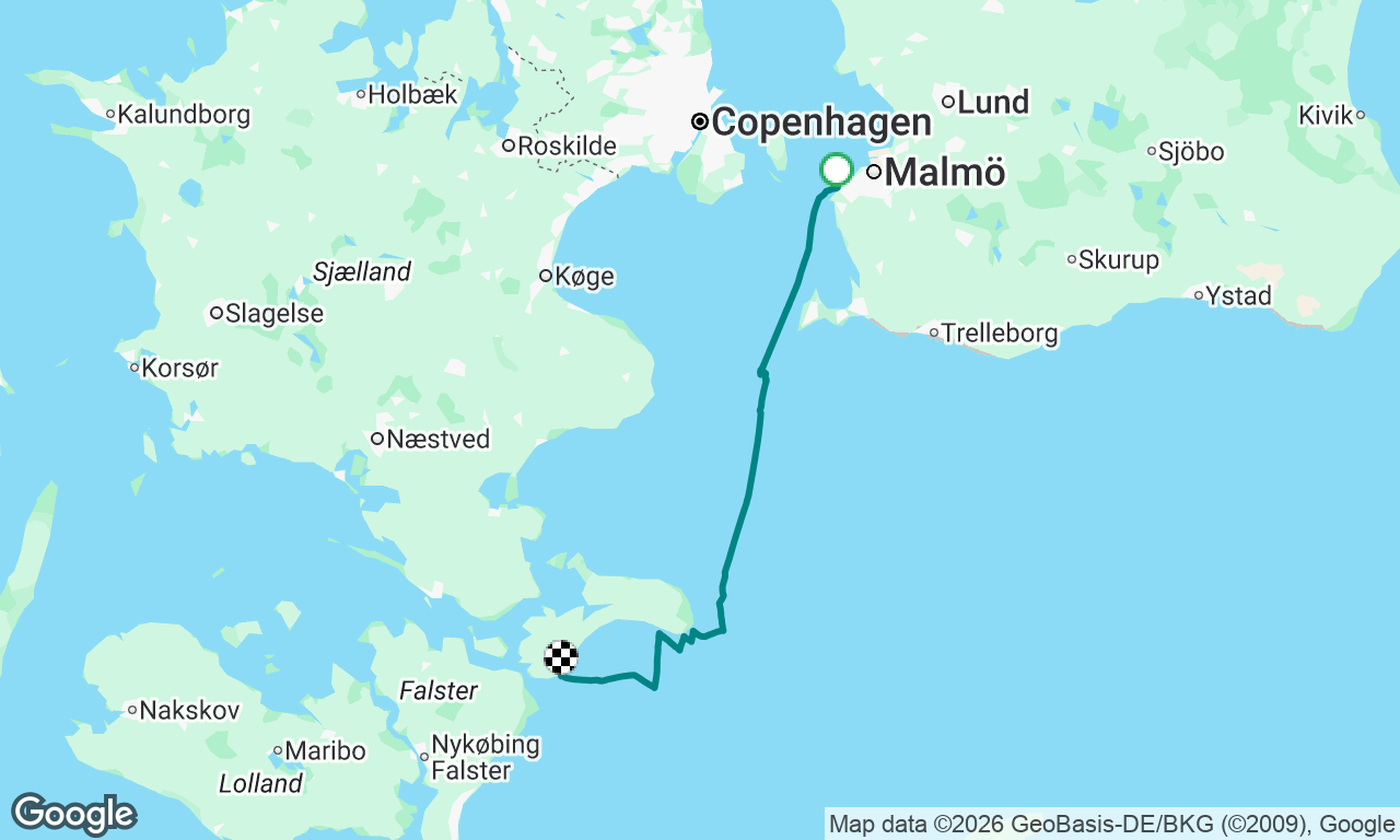 Malmo, Sweden to  Mons, Denmark