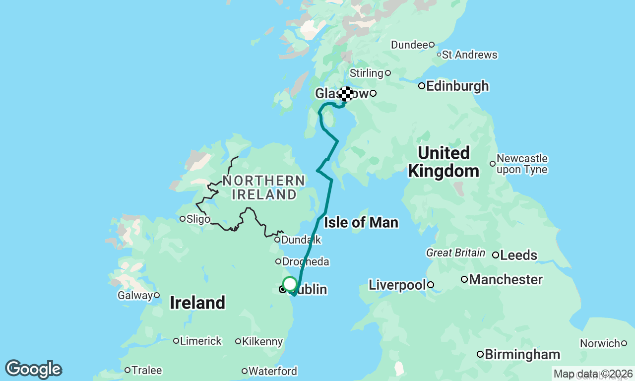 Dun Laoghaire to. Fairlies, Scotland 