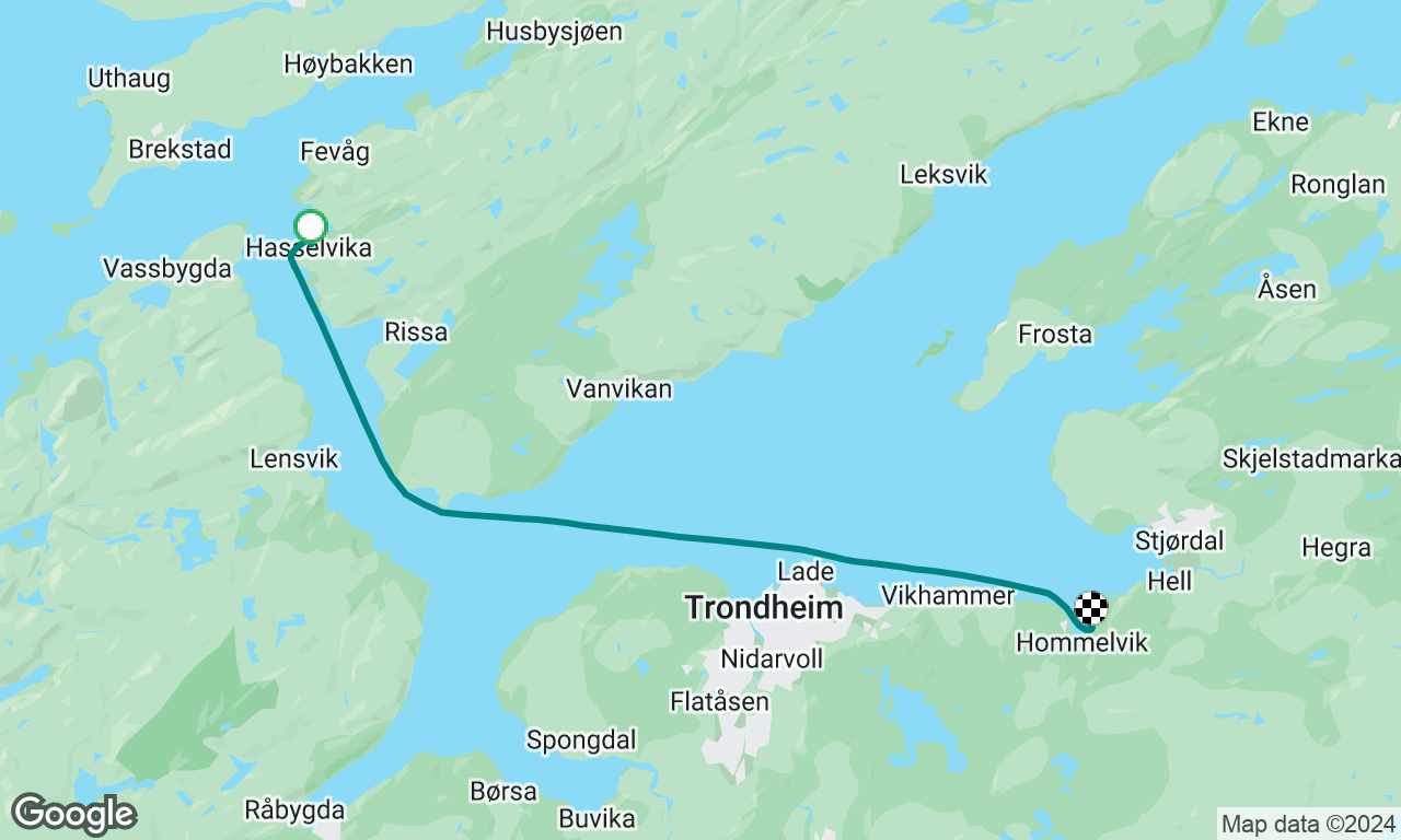 Hasselvika to Hommelvik, Trondheim 