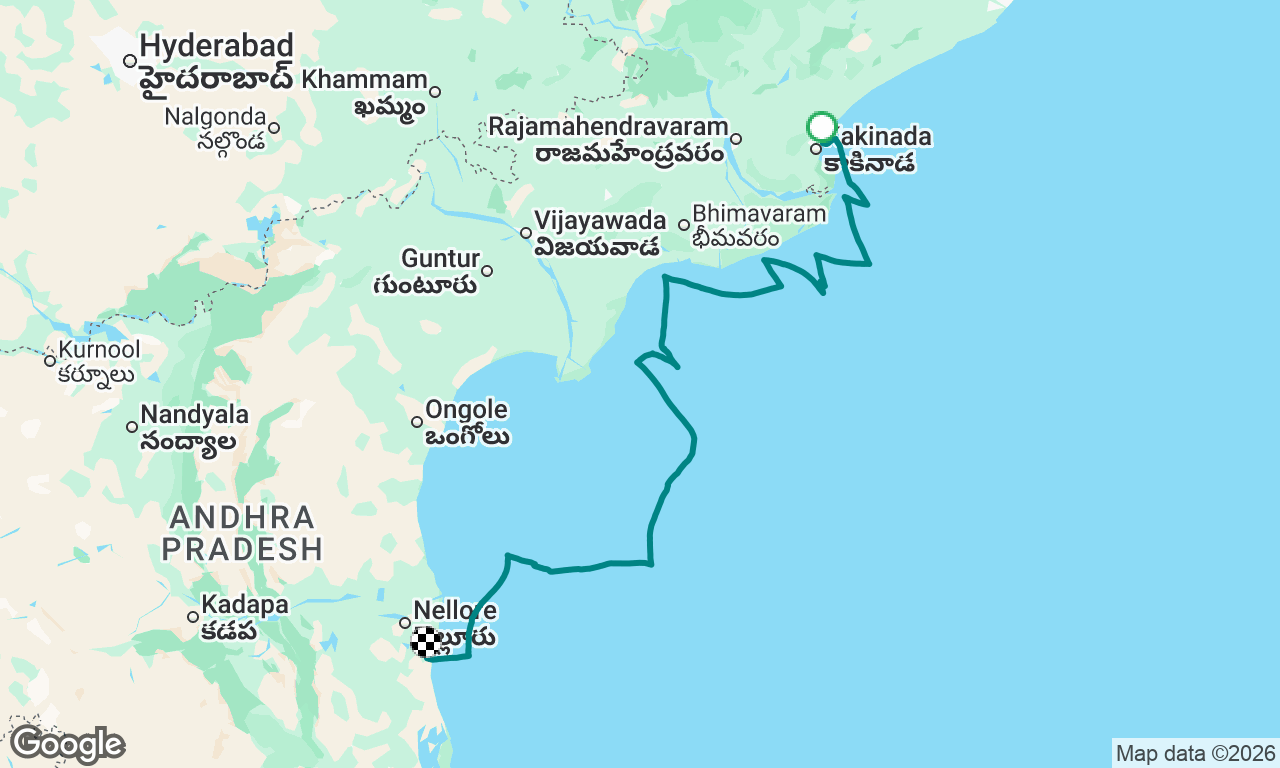 Kakinada to Krishnapatnam 
