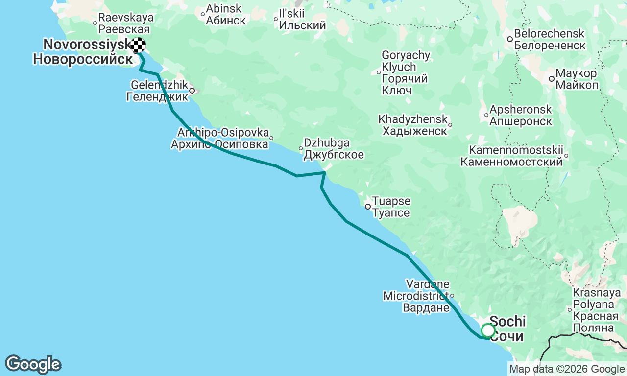 Sochi to Novorossiysk