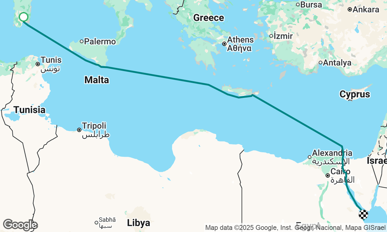 Cagliari (IT) to Hurghada (EGY)