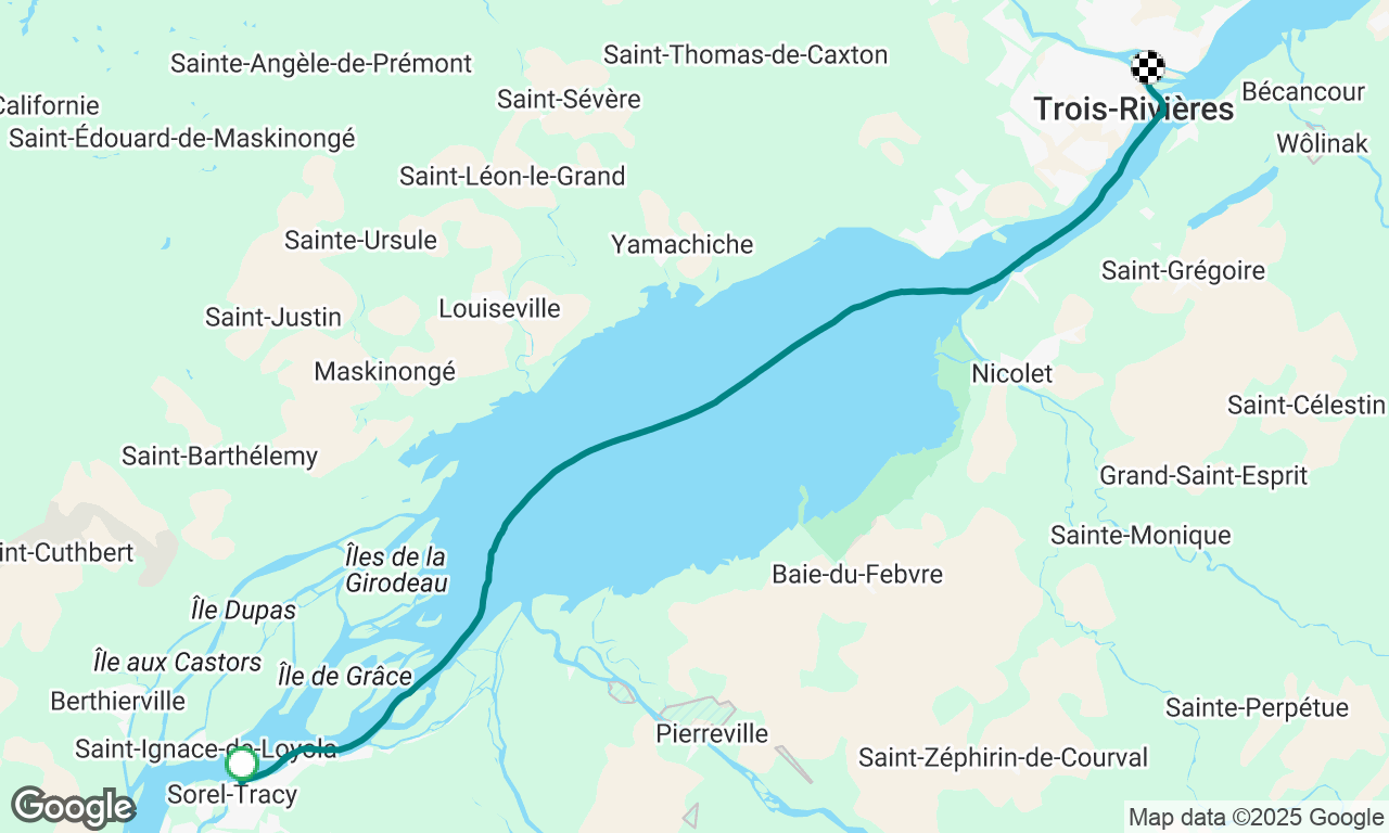 Voyage solo sorel-Tracy vers Trois-Rivières 