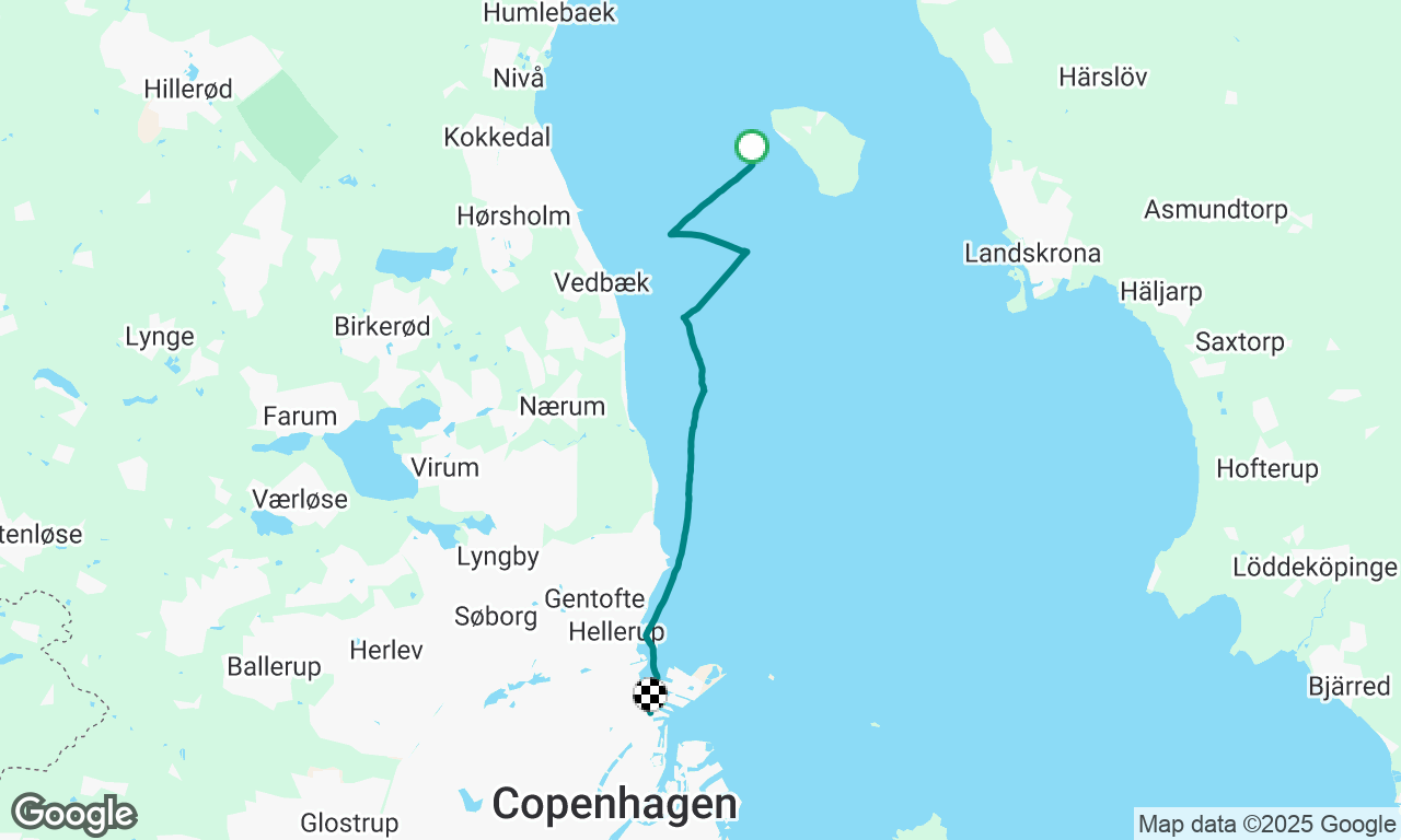 Sailing and motoring back from Ven 