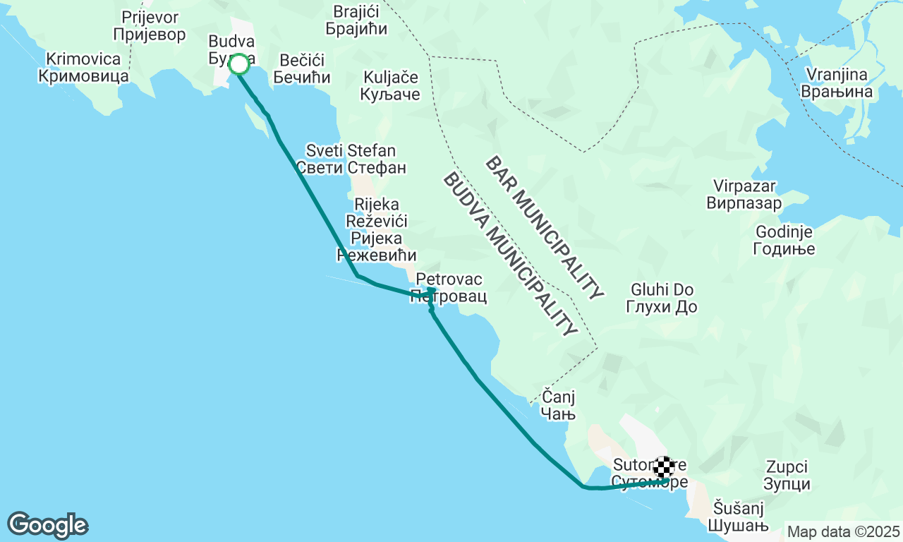 Budva to Sutomore. (Last night Montenegro)