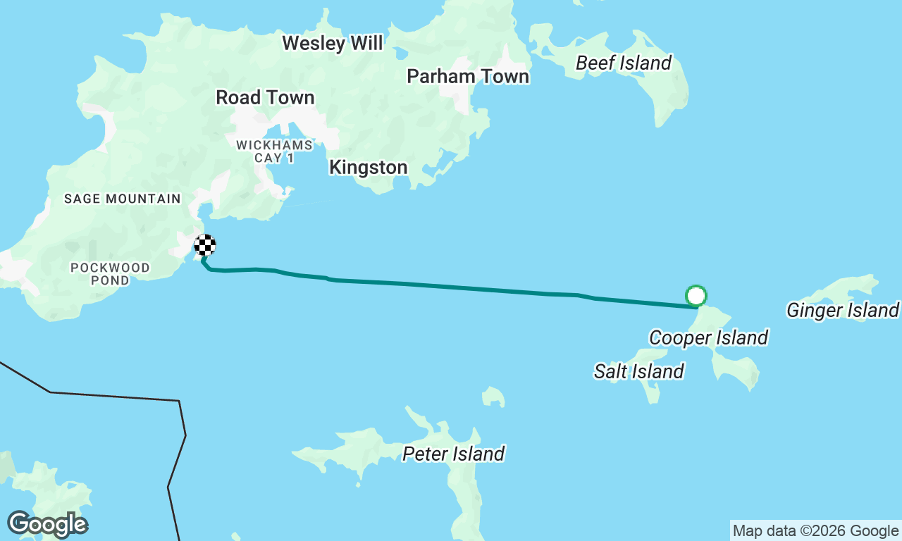 Cooper Island to Nanny Kay Marina. 