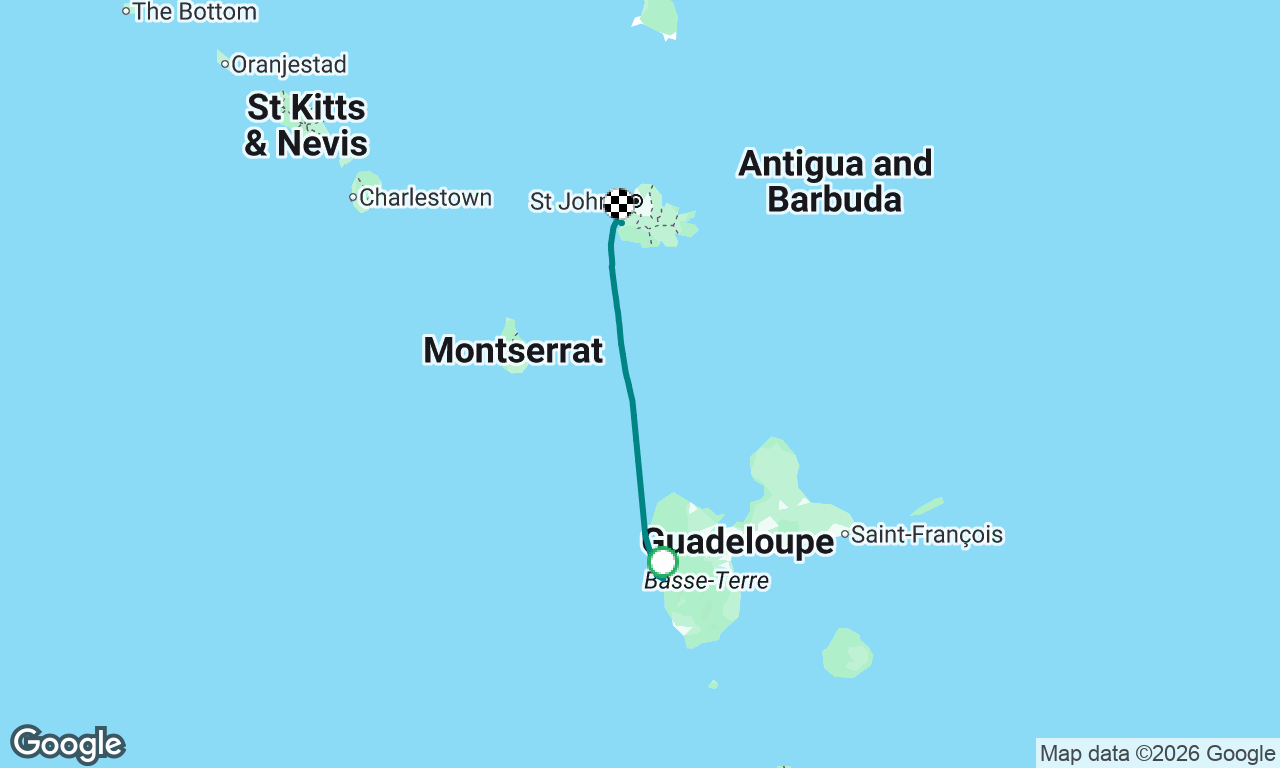 Bouillante, Guadeloupe - Jolly Harbour, Antigua 