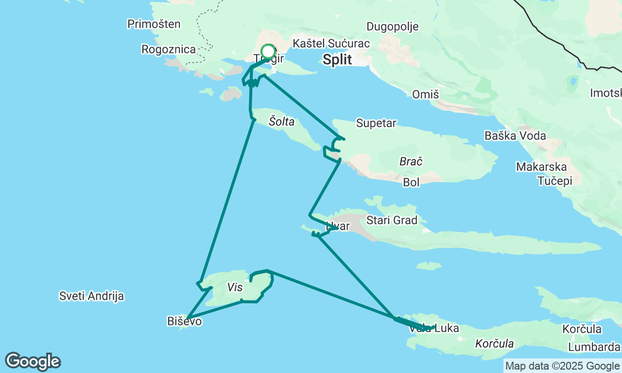 Trogir-Solta-Komiza-Vis-Vela Luka-Hvar